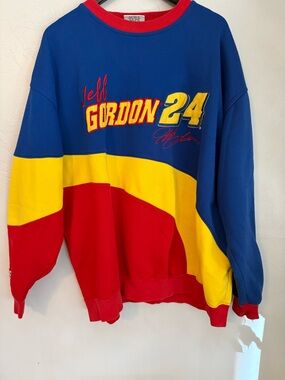 Vintage Jeff Gordon 24 DuPont NASCAR Colorblock Crewneck Sweater XXL